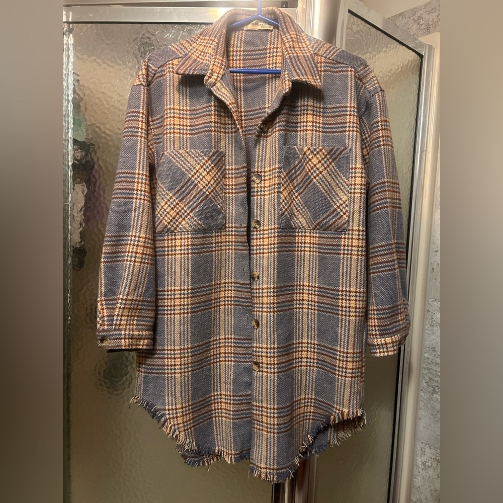 Plaid Button-Up Shirt Jacket